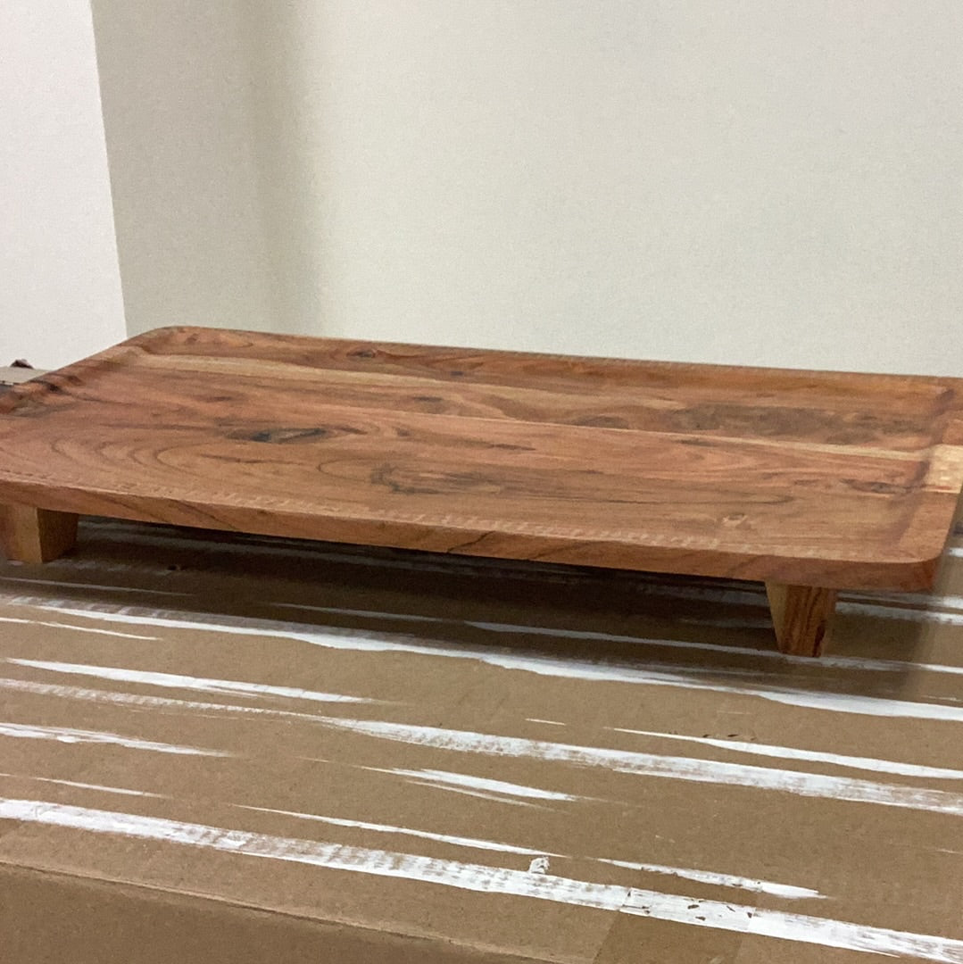 24” rectangle acacia wood board with feet