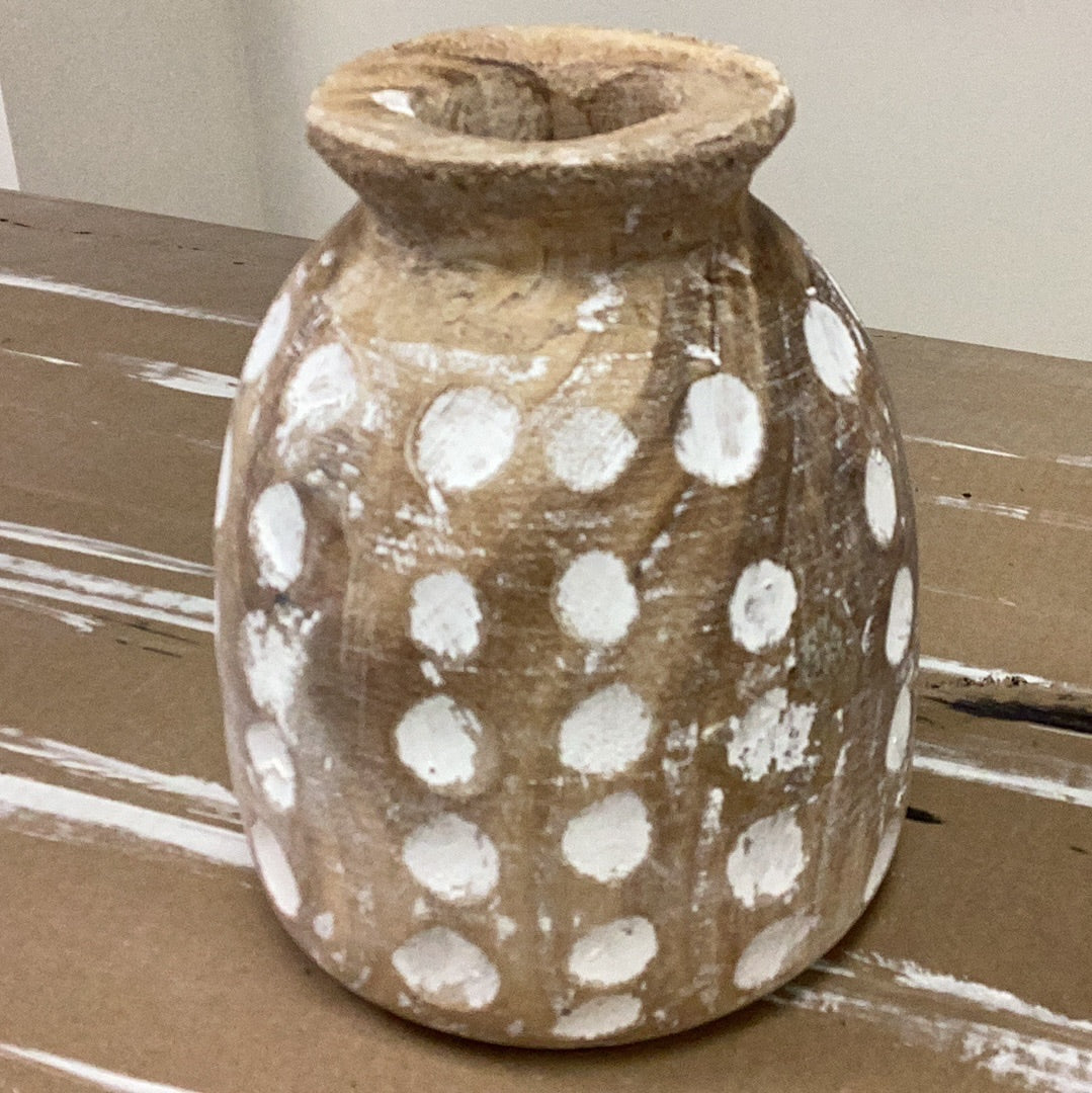 7.5” white wash spot vase
