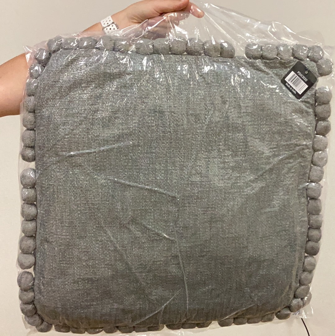 20” light grey Pom Pom pillow