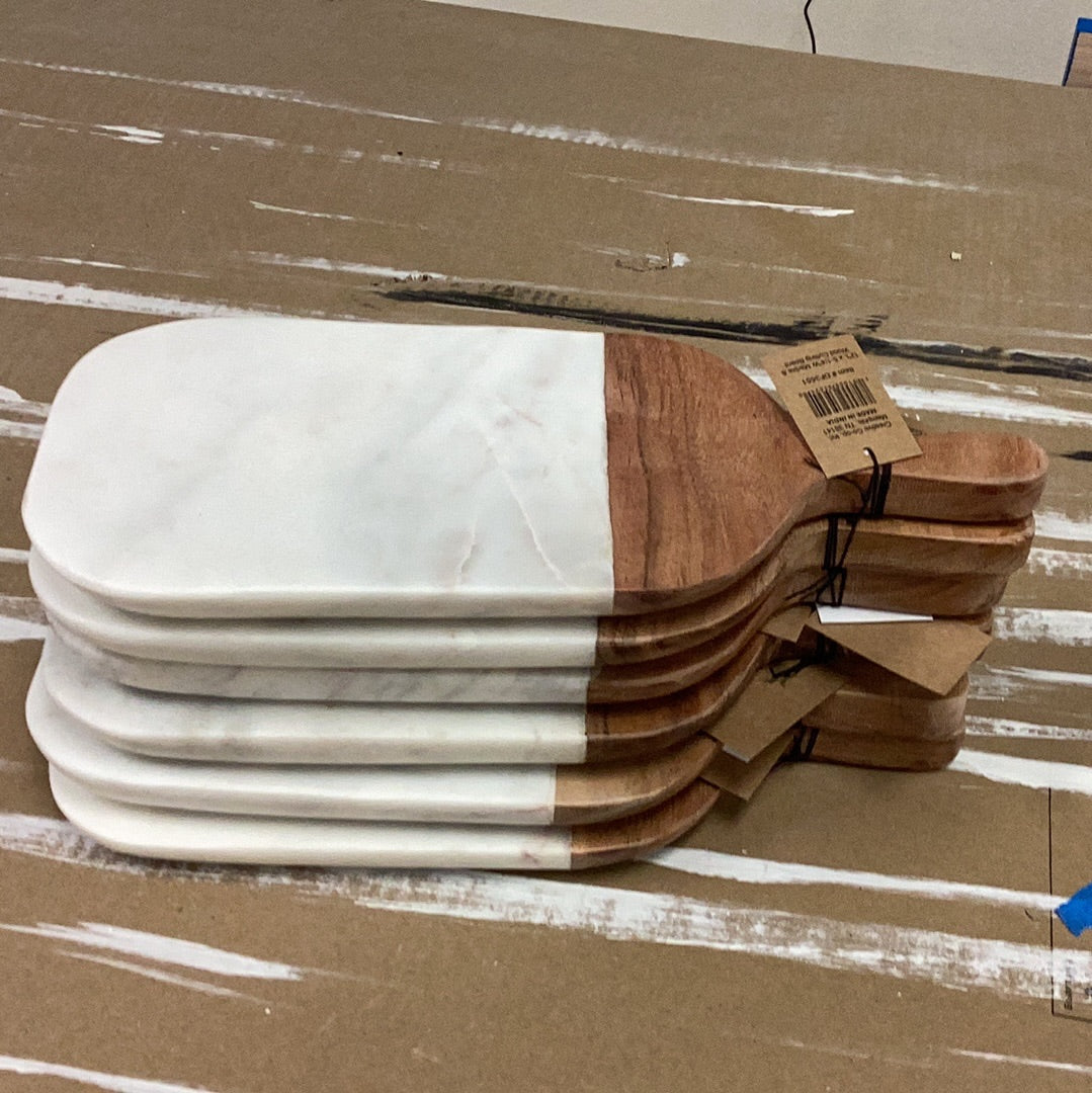 Marble cheese cutting board with wood handle