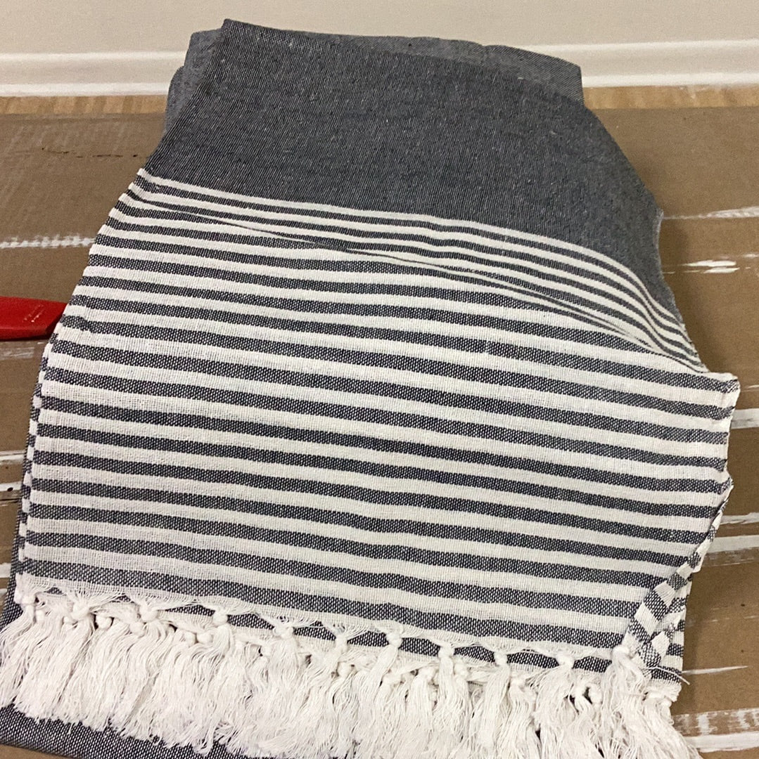 Charcoal throw with stripe