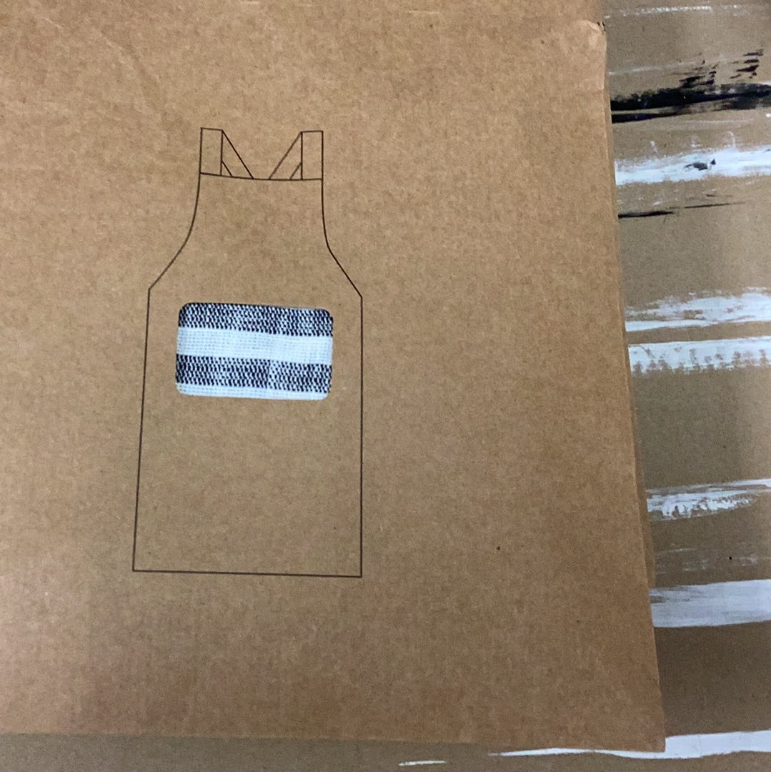 Woven cotton striped apron with ruffle