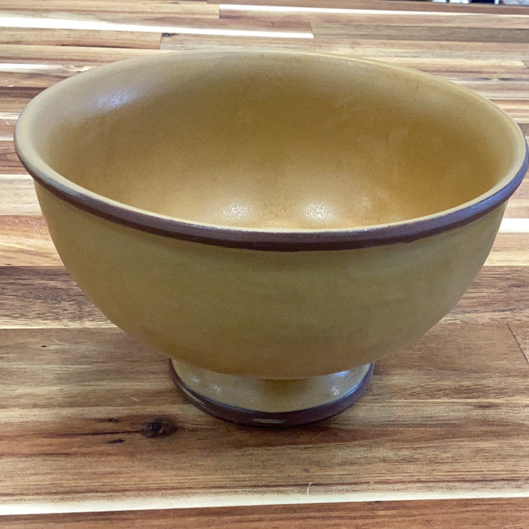 Stoneware footed bowl, reactive glaze
