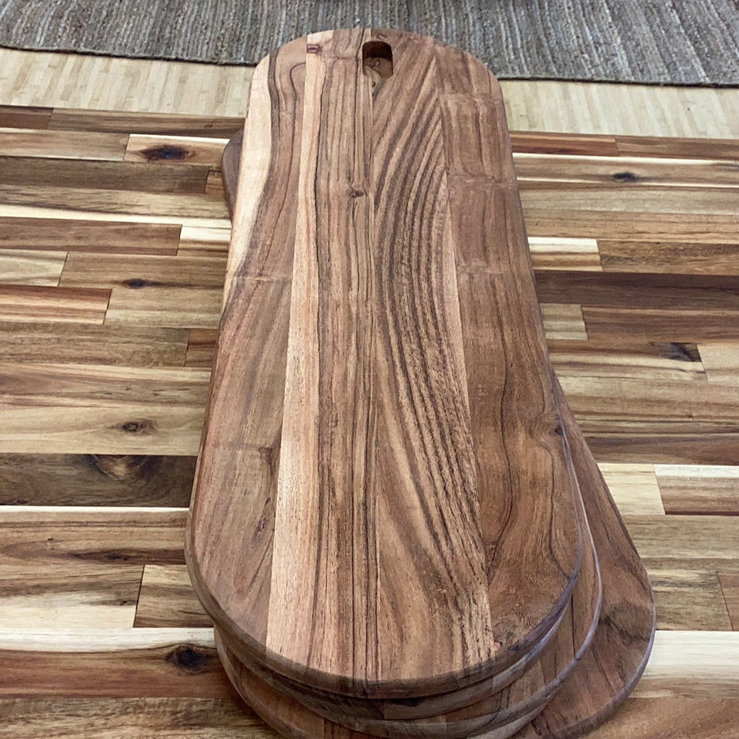 Acacia wood cheese/cutting board w/ handle, natural