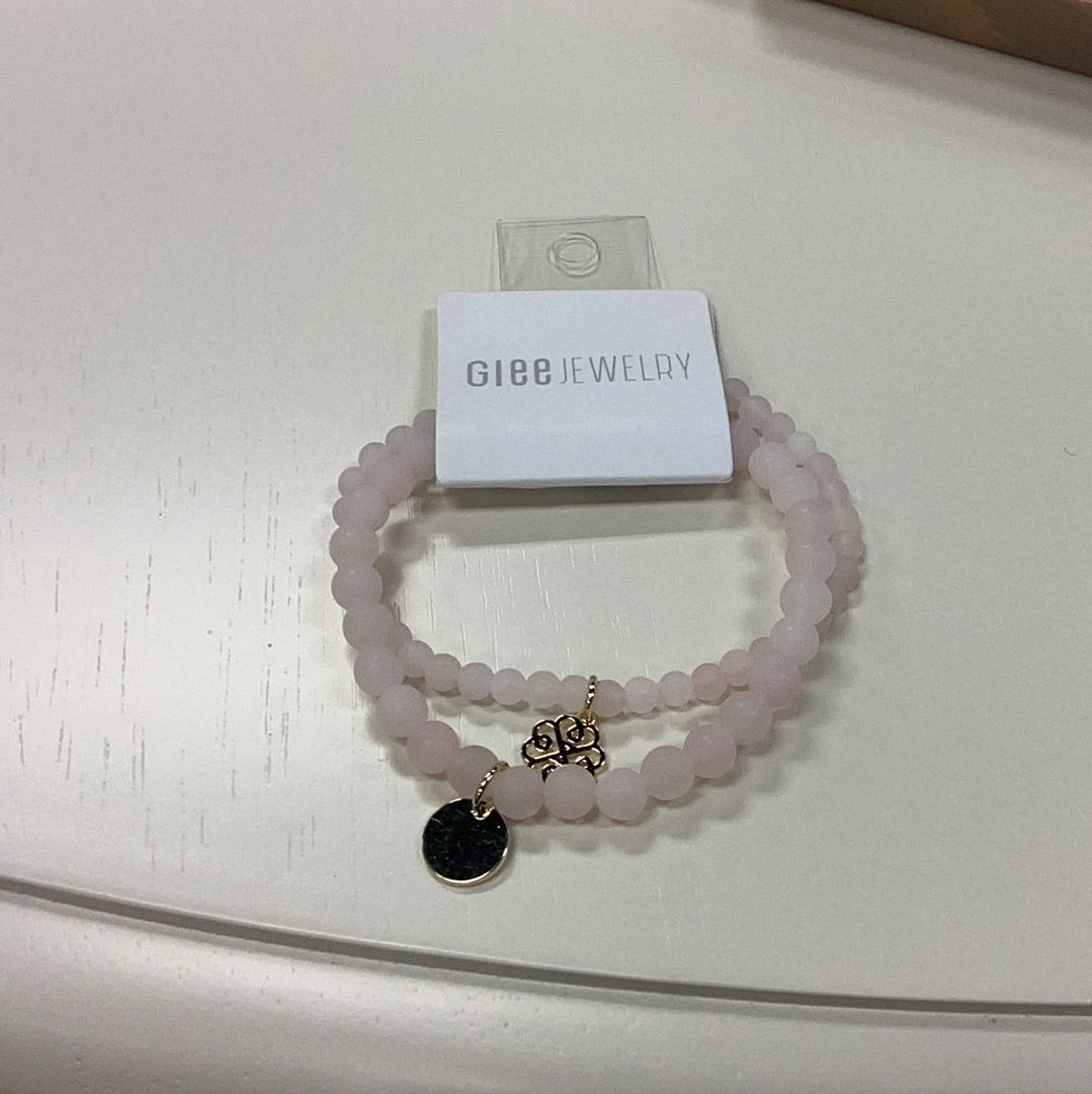 Stackem Up bracelets gold/ rose quartz