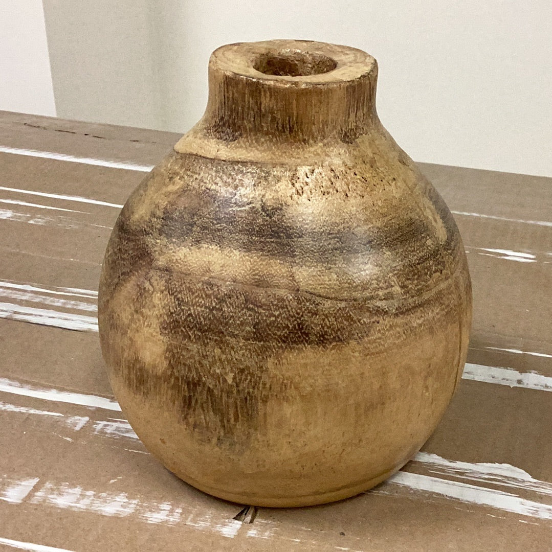 Round shape wood vase