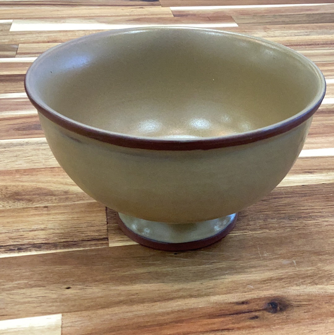 Stoneware footed bowl, reactive glaze
