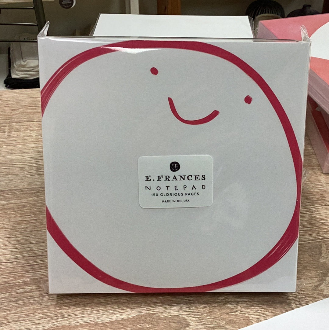 E. Frances big smiley face pink notepad