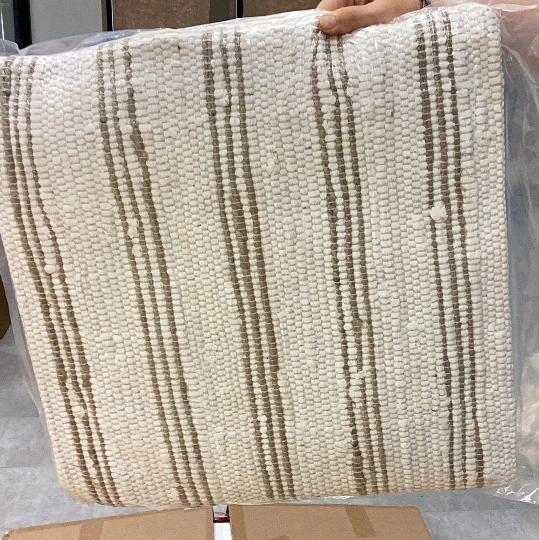 20”tan and white striped pillow