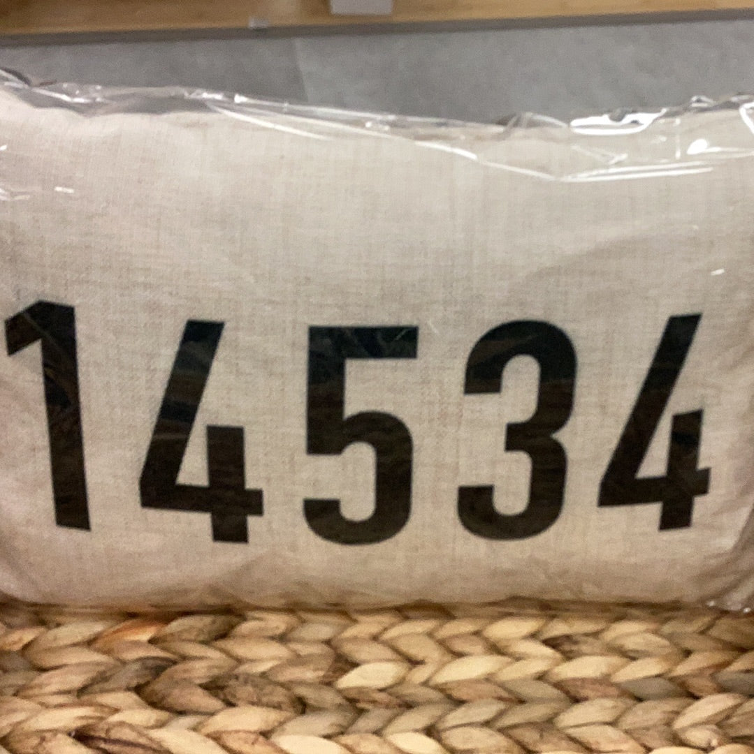 Zip Code Faux Down Lumbar Pillow 521 Handmade