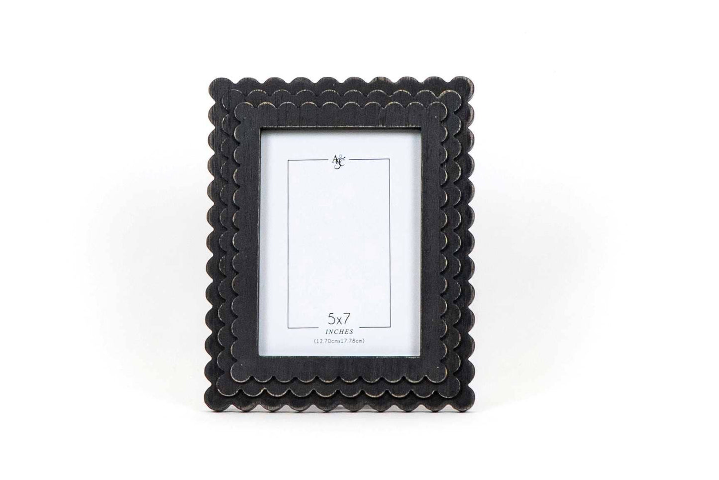 11804 - 8x10x.1 wood photo frame (SCALLOP) black (5x7 pic)