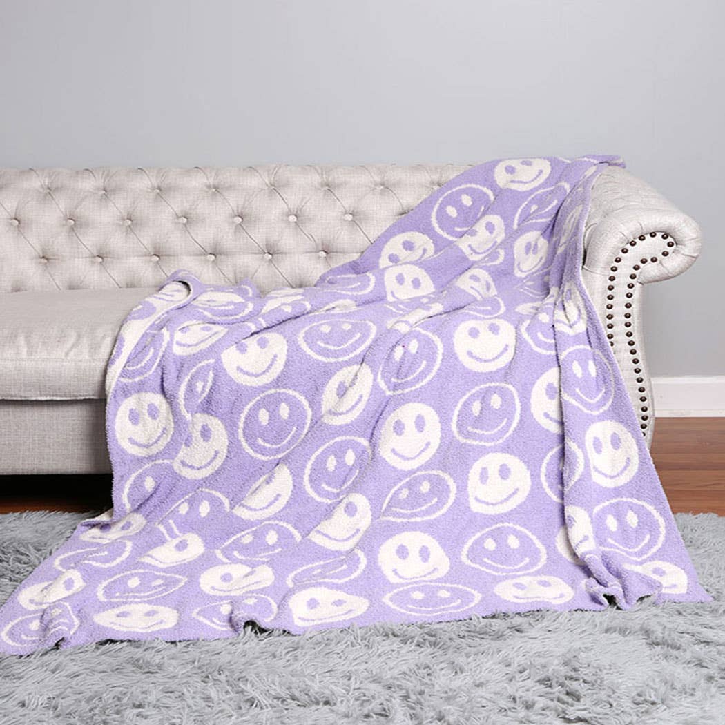 Happy Face Throw Blanket…lavender
