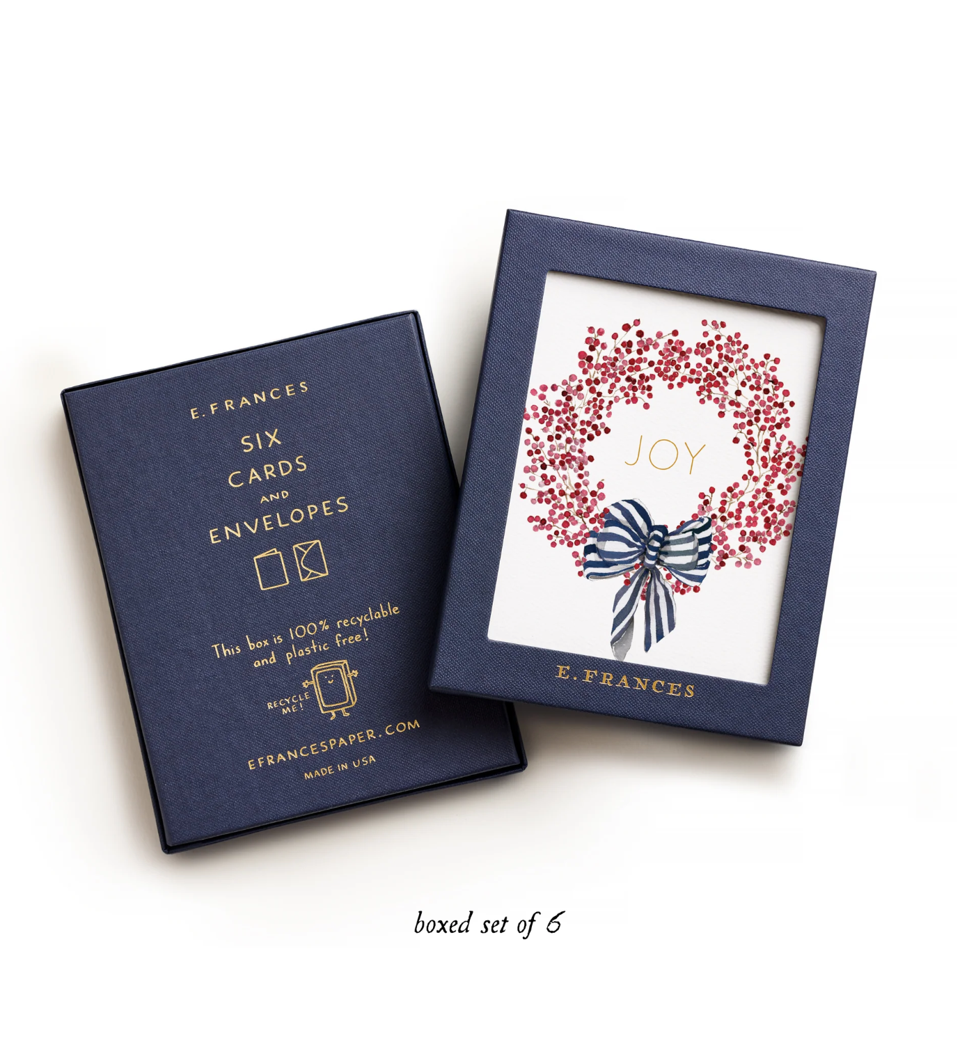 Red Berry Wreath | Joy Christmas Cards (Boxed Set of 6): 4.25 X 5.5 INCHES