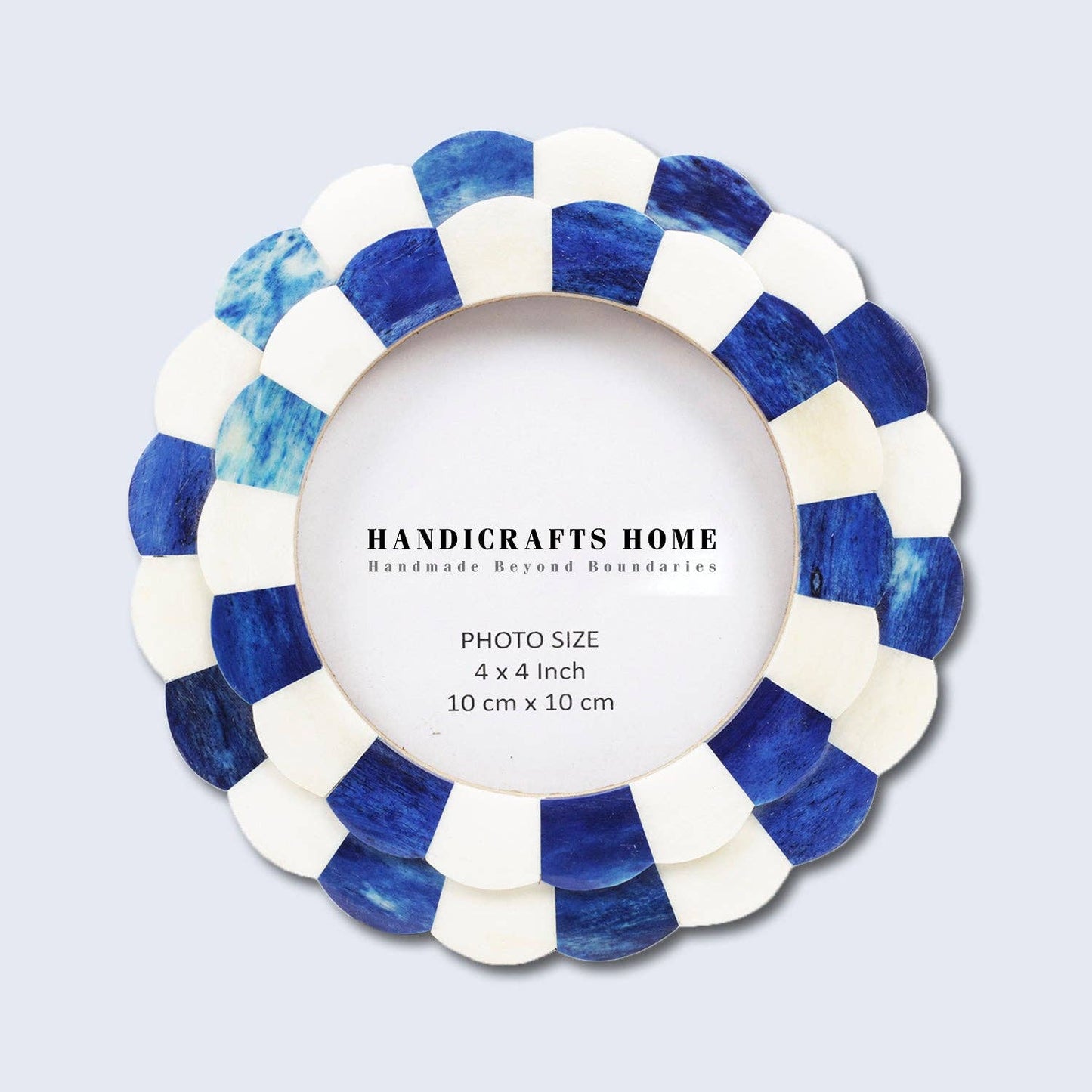 Picture Frame Scalloped Art Blue & White 4x4 Inch: Blue & White