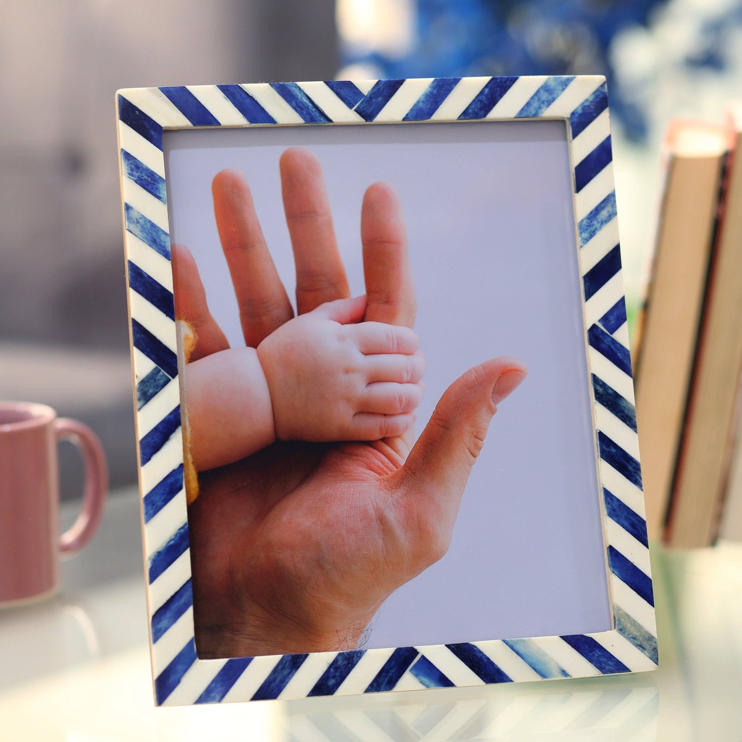 Photo Frames Chevron Pattern Blue & White 8x10 Inch: Blue