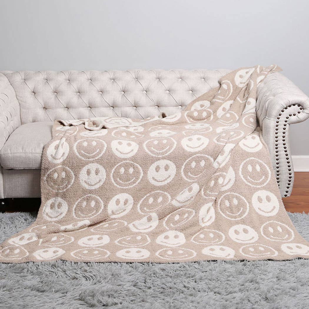 Happy Face Throw Blanket…beige