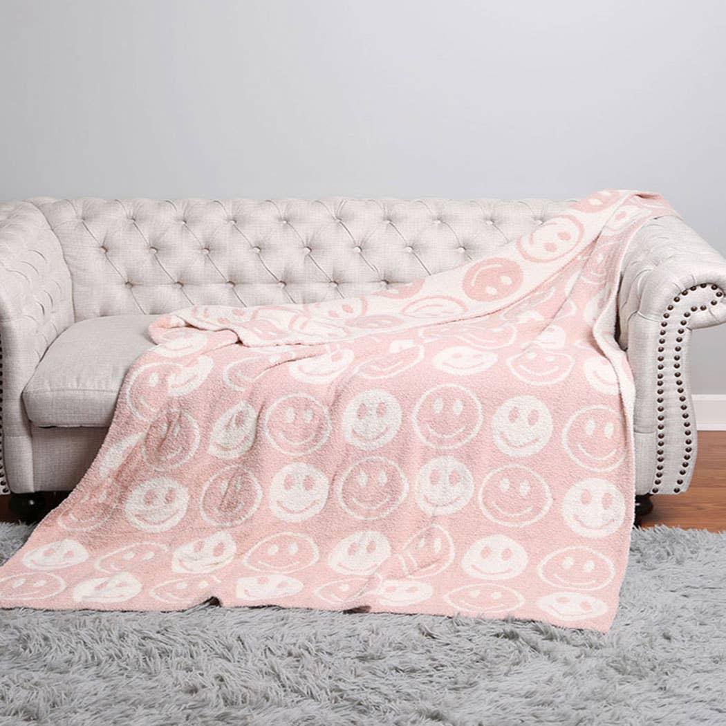 Happy Face Throw Blanket…light pink