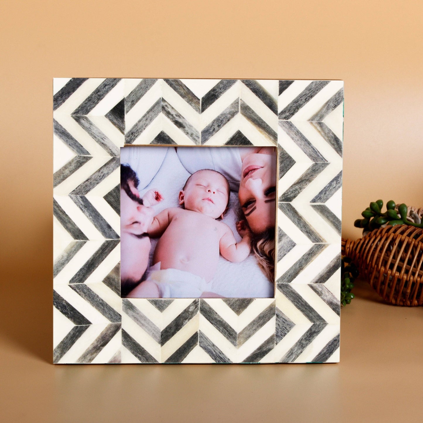 4x4 Chevron Picture Frames Handmade Decor Gift & Poster Frame Grey-White: Grey-White / 4x4