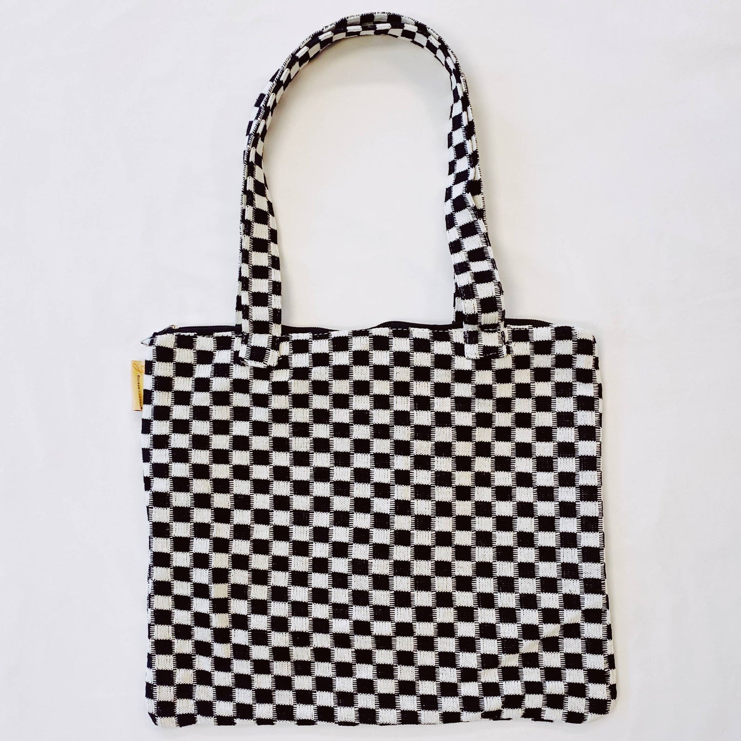 Check Yourself Zipped Tote Bag: Black
