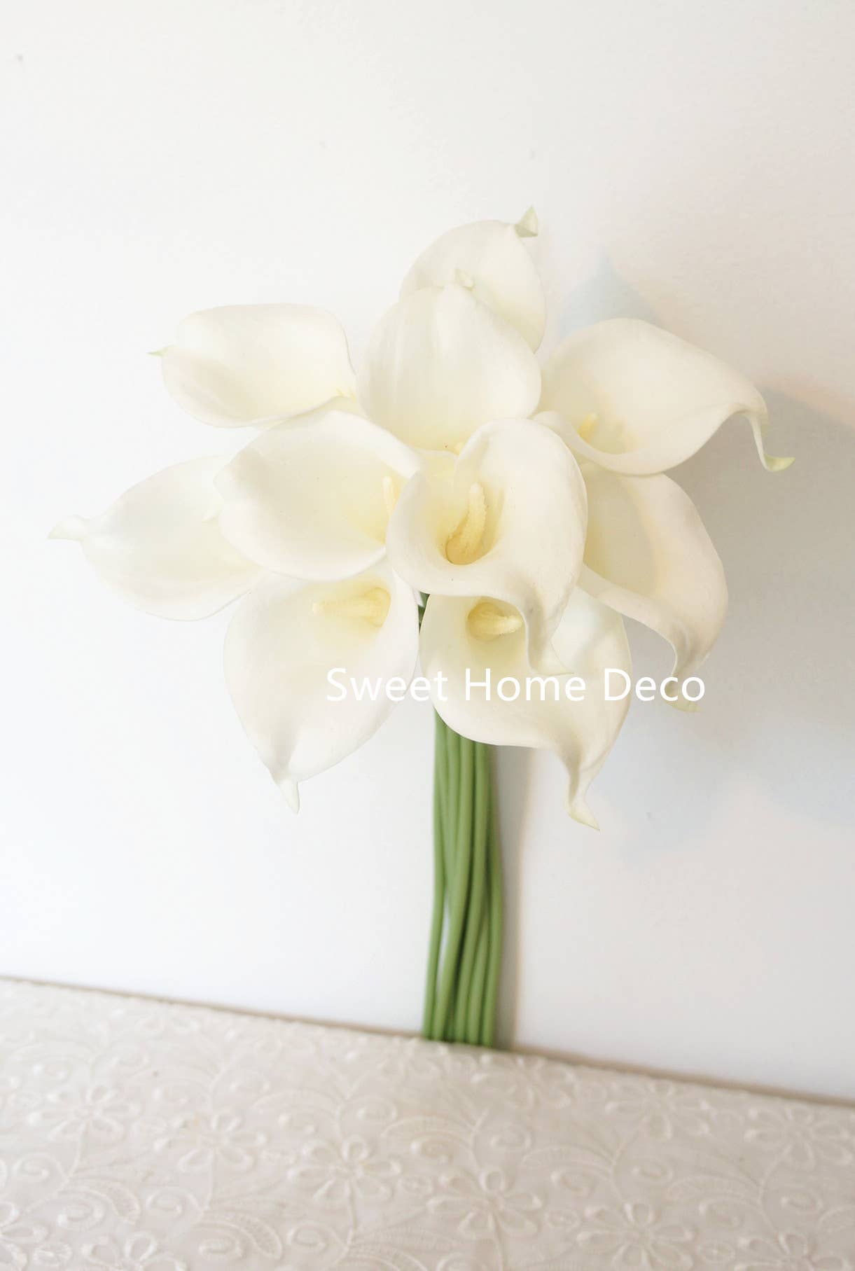 Latex Real Touch Calla Lilies Home Wedding Flowers Set of 10