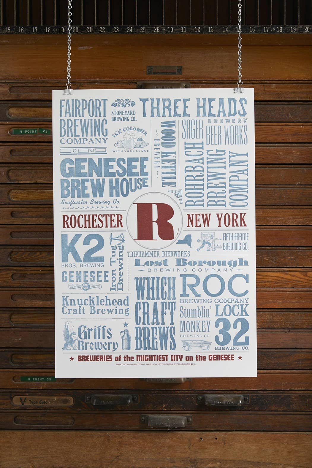 Rochester NY Brewery Letterpress Poster