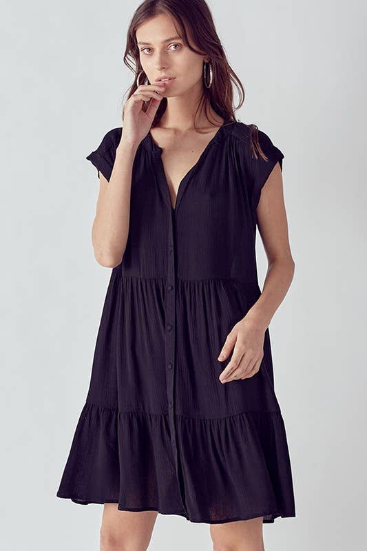 Tiered Button Down Baby Doll Dress…medium