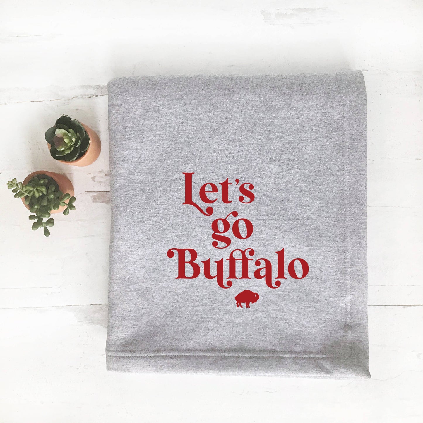 Buffalo Bills Throw Blanket - Lets Go Buffalo: grey
