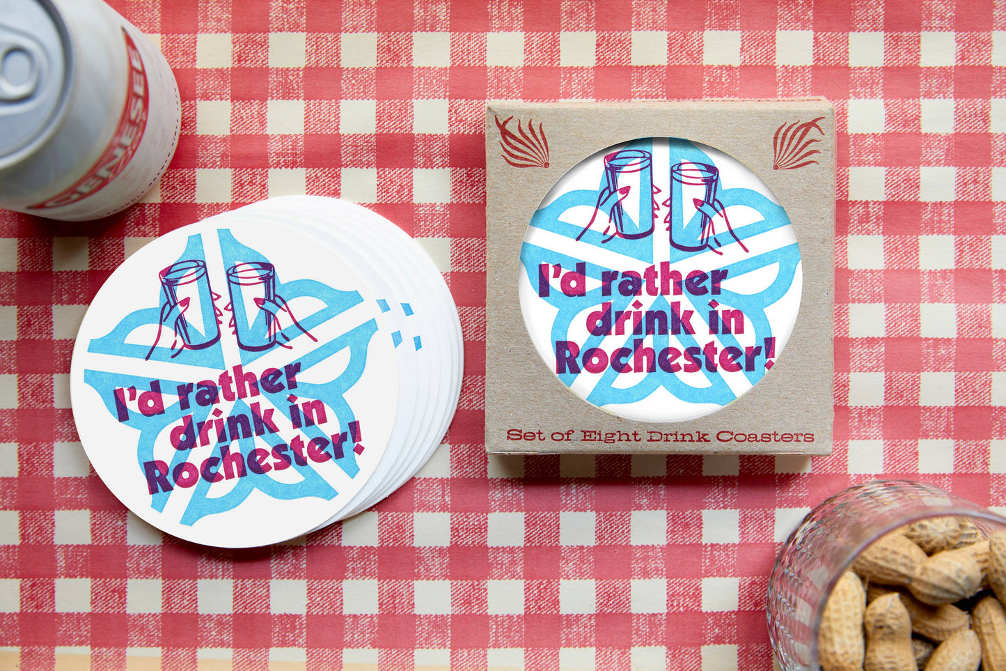 I'd Rather Drink In Rochester Letterpress Coasters