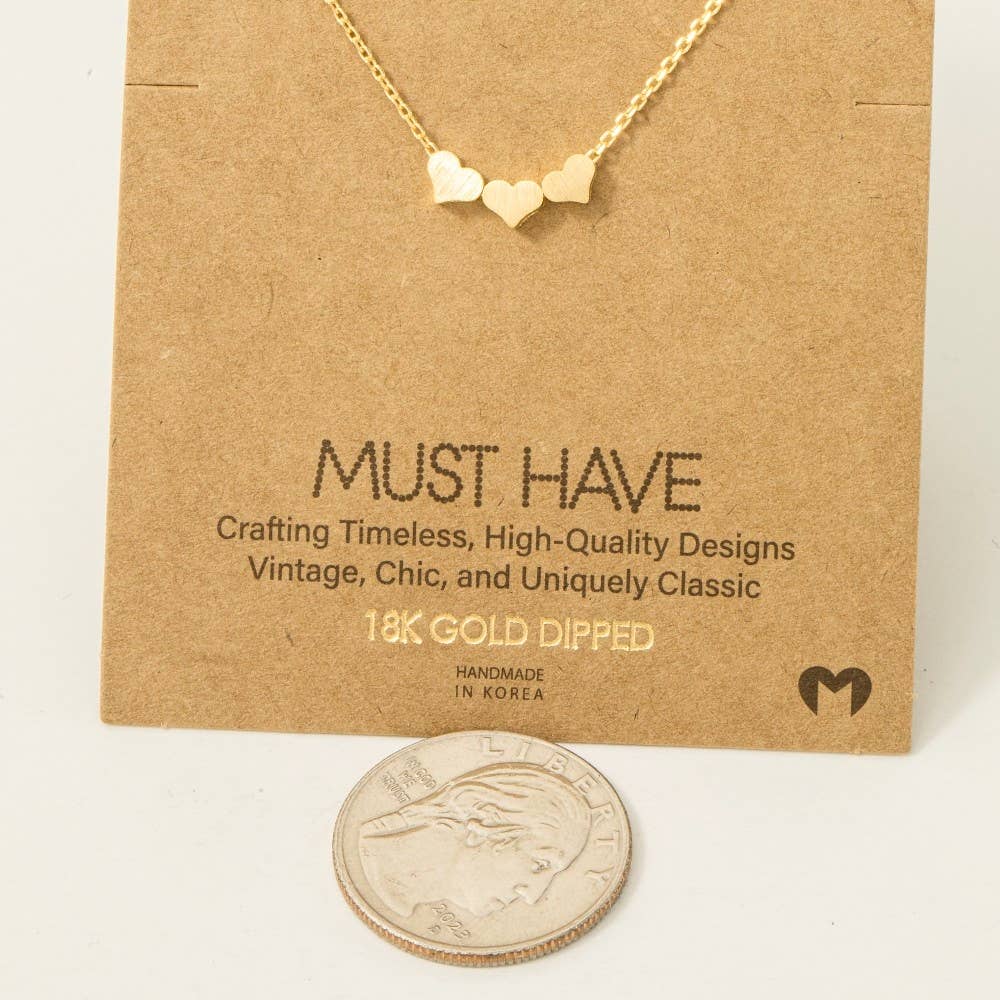 Three Dainty Hearts Necklace: Silver
