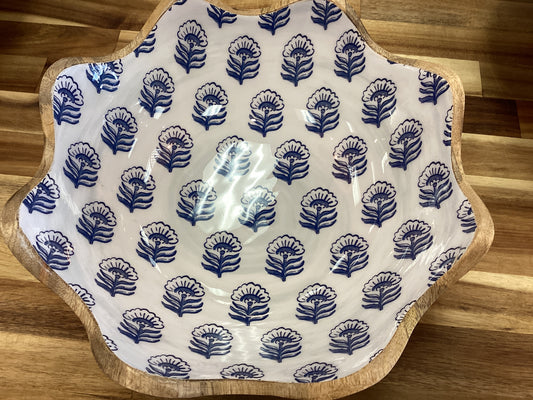 Block print enamel bowl, small