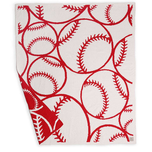 Baseball Throw Blanket: Red