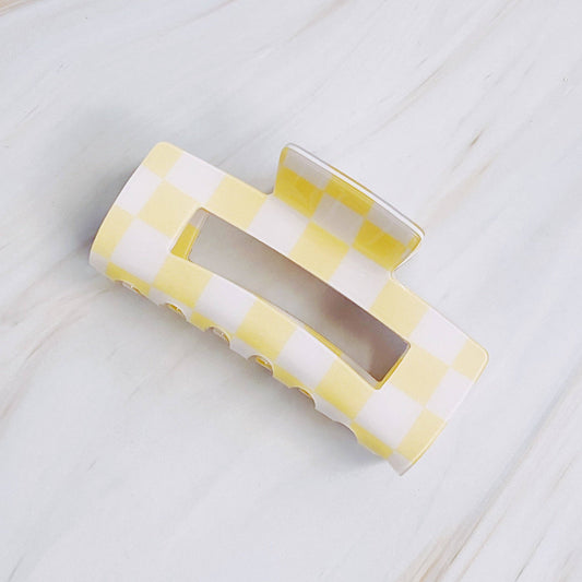 Checker Lovers Hair Claw clip: Yellow