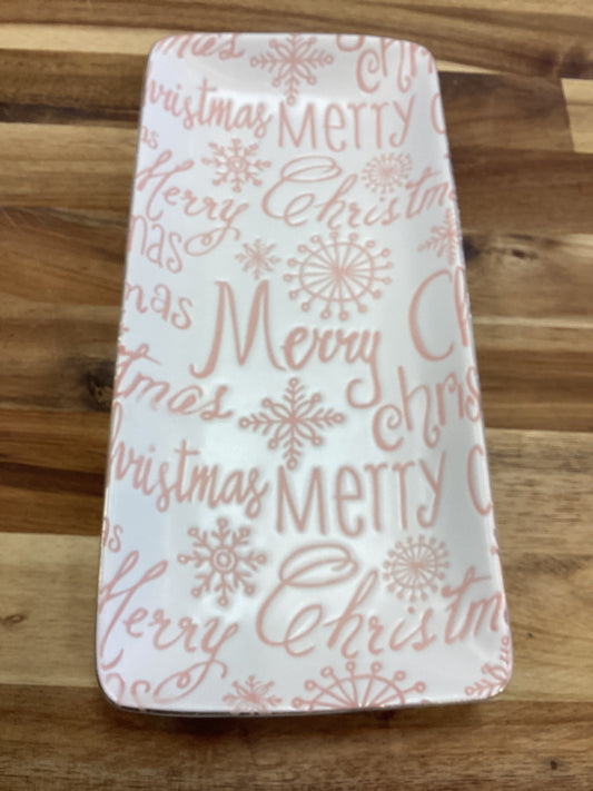 Merry Christmas tray/platter, pink