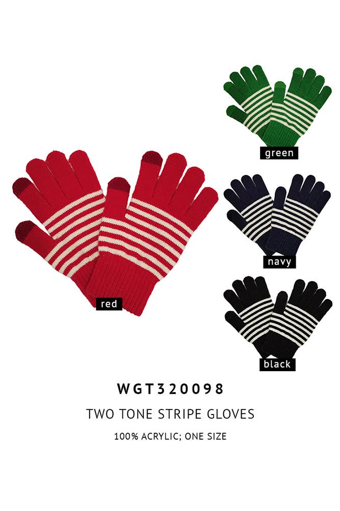 Holiday Striped Gloves: Red