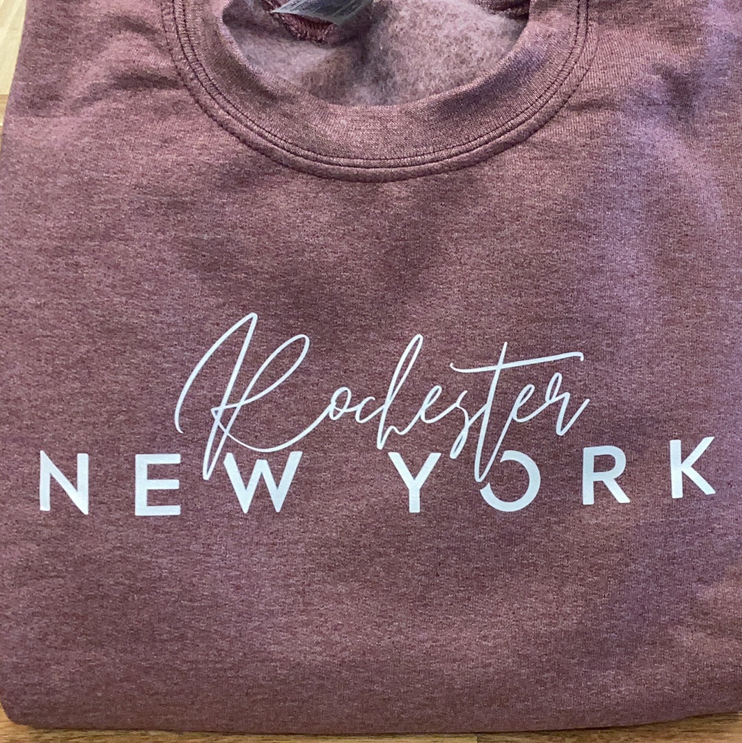 Custom Rochester, NY Sweatshirt: Medium…Heather Maroon