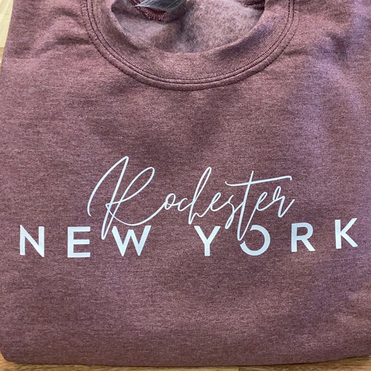 Custom Rochester, NY Sweatshirt: Medium…Heather Maroon