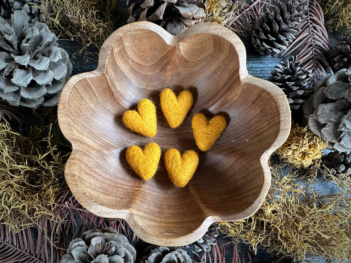 Wool Heart | Felted Wool Mini Decor | 23 Colors: Jasper Green