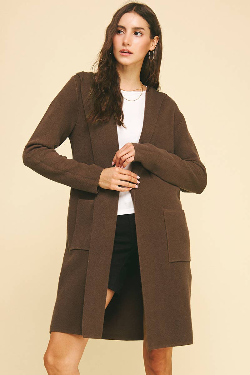 OPEN KNIT CARDIGAN - 3764W: ESPRESSO / SM