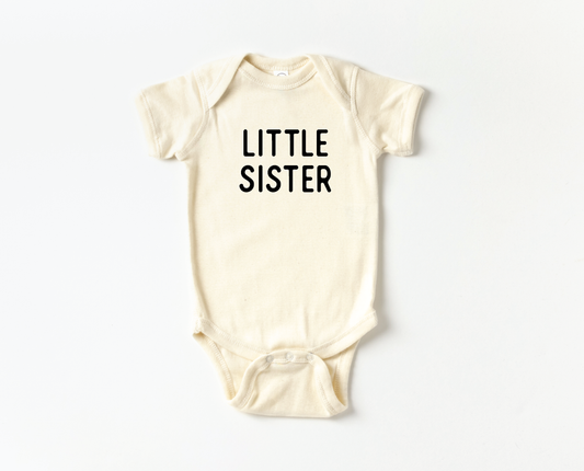 Little Sister Onesie: 6/12 Months / Black Design