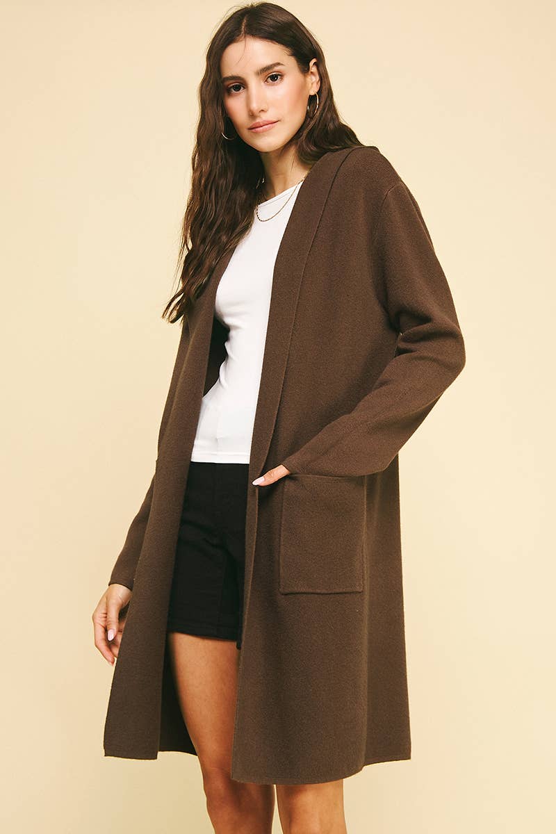OPEN KNIT CARDIGAN - 3764W: ESPRESSO / SM