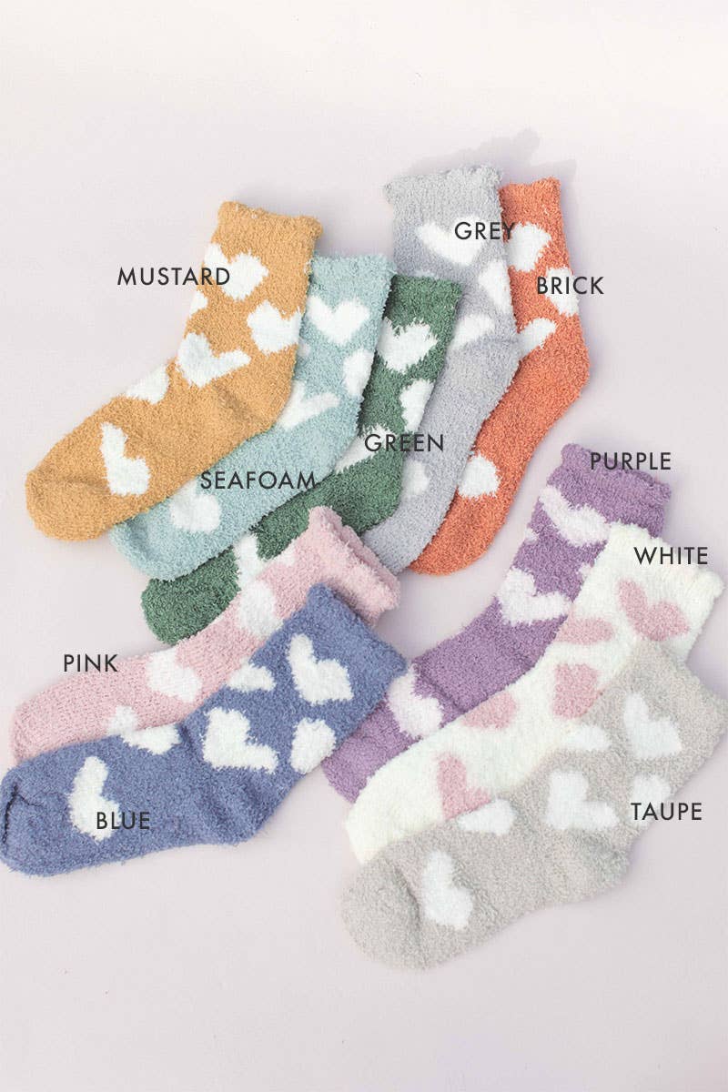 Valentine's Heart Socks Fuzzy Socks: Green