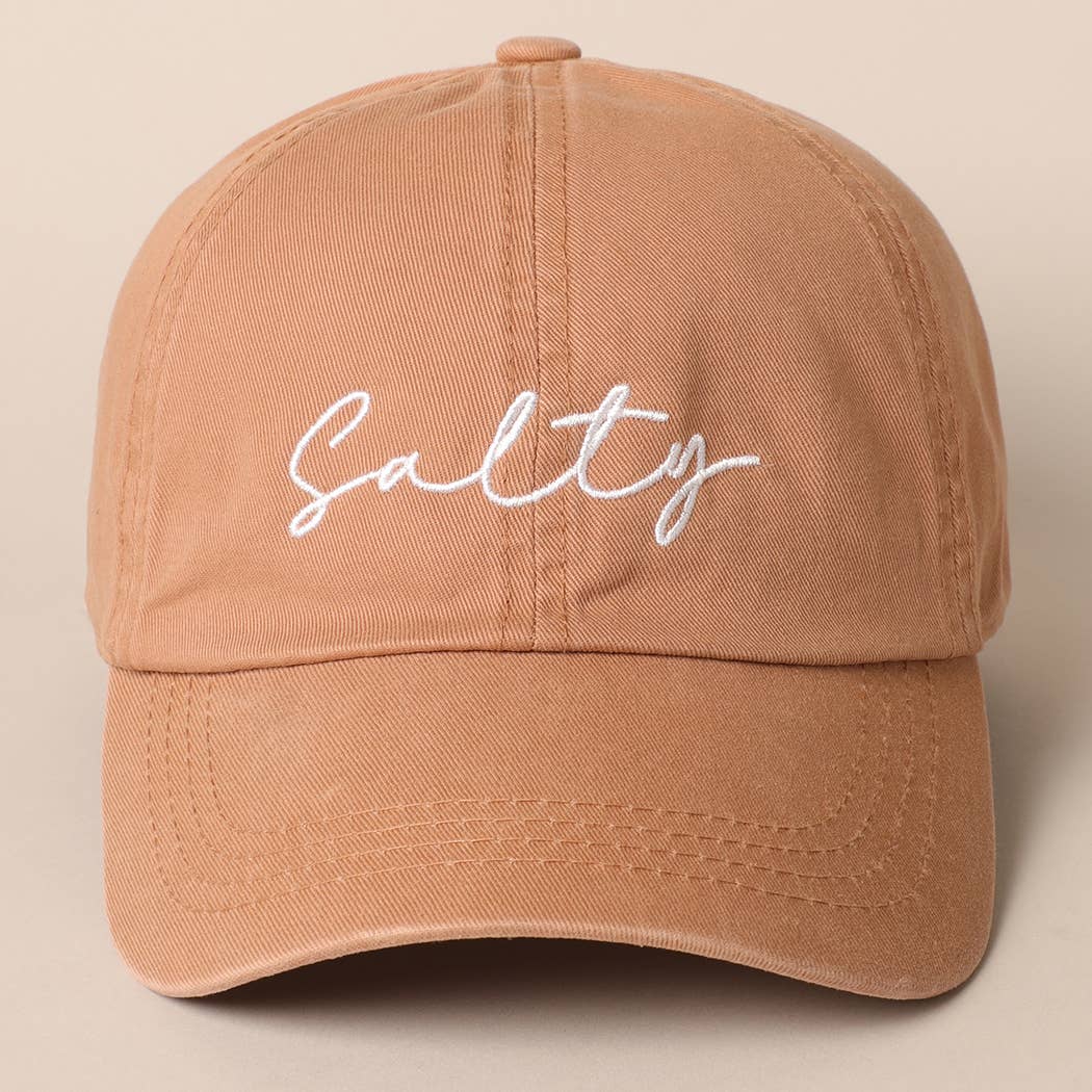Salty Lettering Embroidery Baseball Cap: One Size / MINT