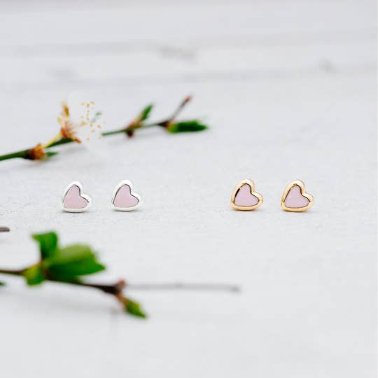 Cherish Studs-Pink: Silver