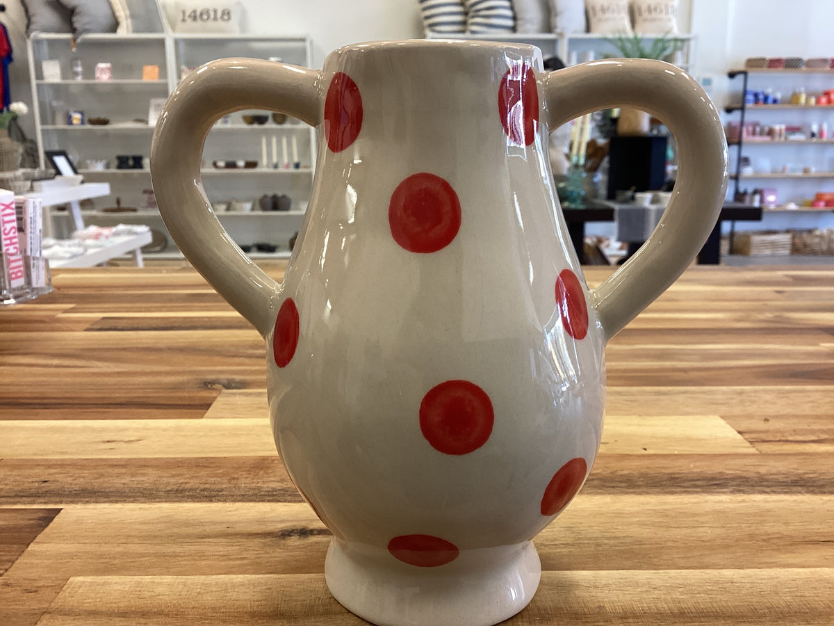 Vase with red polka dots