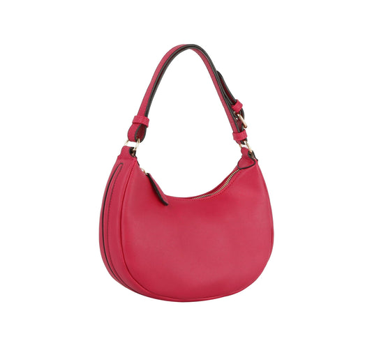 Fashionable Small Hobo Top Handle Bag: FUSHIA