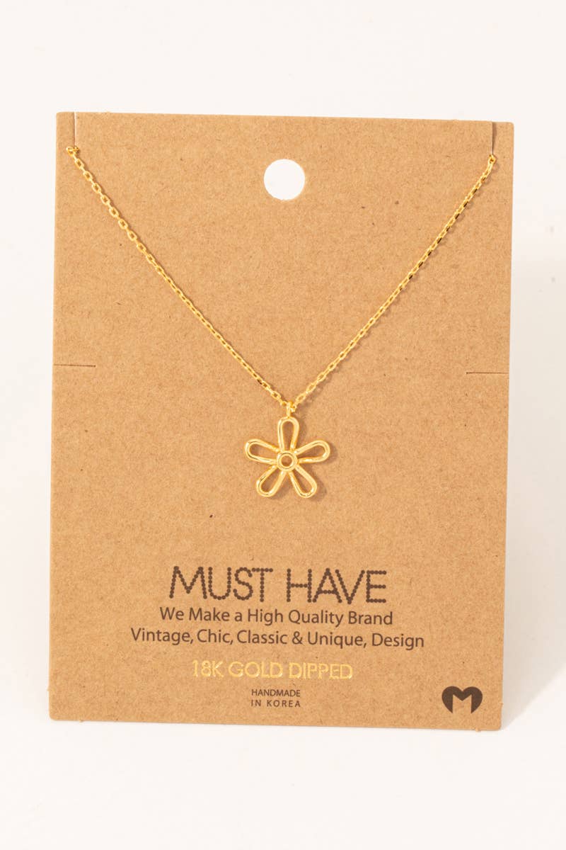 Gold Dipped Wire Flower Necklace: Silver