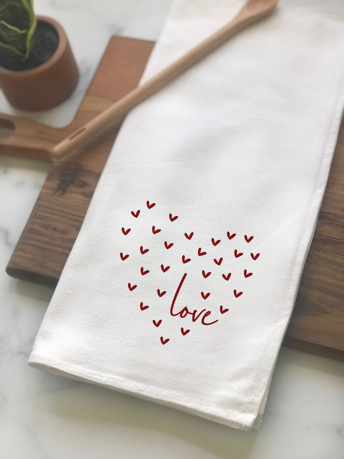 Valentines Day Tea Towel, Hearts & Love