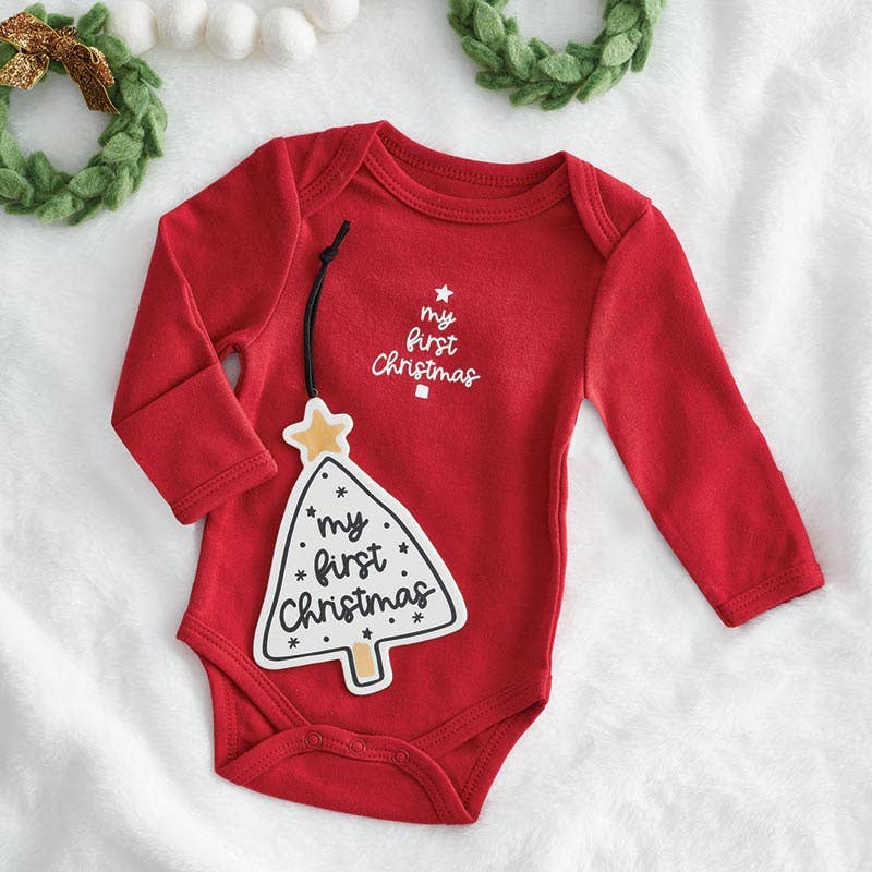 Long Sleeve Snapshirt - My First Christmas 3-6 Mo