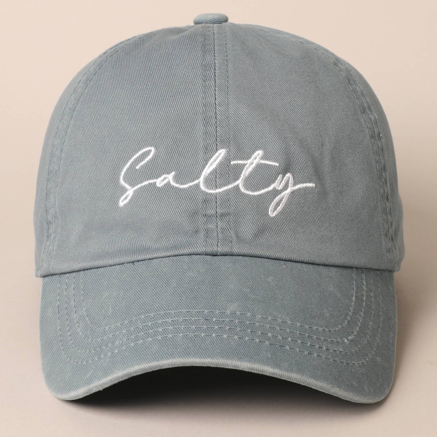 Salty Lettering Embroidery Baseball Cap: One Size / MINT
