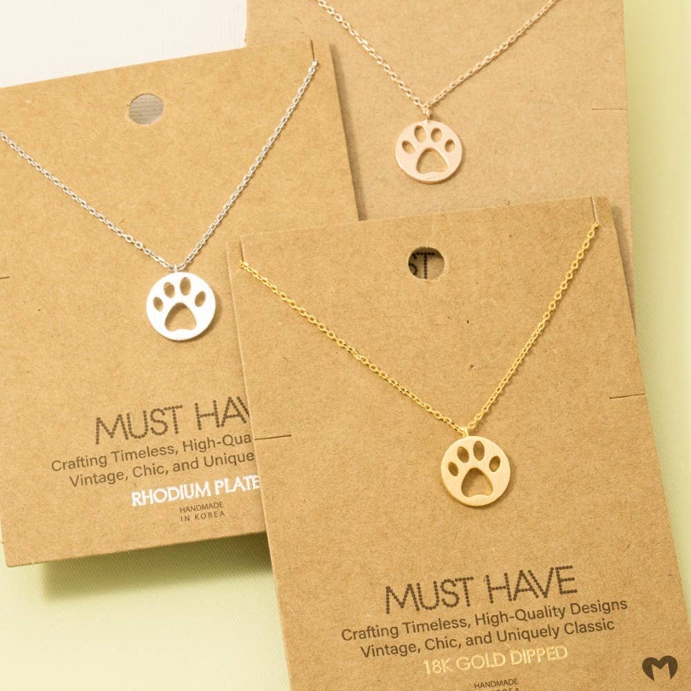 Paw Print Pendant Necklace: G